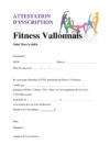 Attestation d’inscription – Fitness Vallonnais
